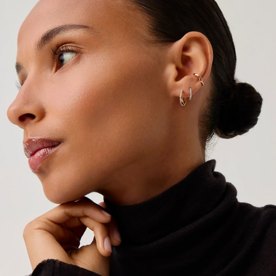 Lucy Williams Fine Diamond Entwine Huggies | 14k Yellow Gold Earrings Missoma 