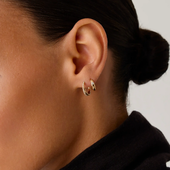 Lucy Williams Fine Diamond Entwine Huggies | 14k Yellow Gold Earrings Missoma 