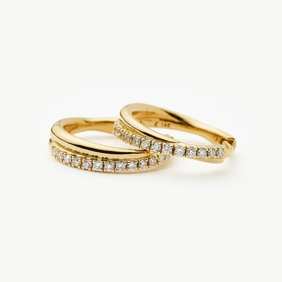 Lucy Williams Fine Diamond Entwine Huggies | 14k Yellow Gold Earrings Missoma 