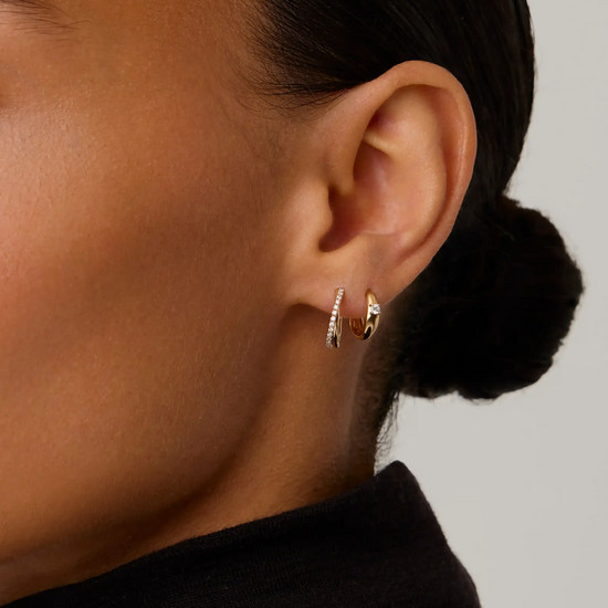 Lucy Williams Fine Diamond Entwine Huggies | 14k Yellow Gold Earrings Missoma 