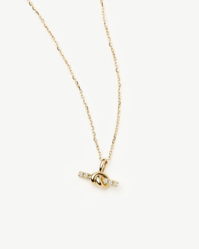 Lucy Williams Solid Gold Diamond T-Bar Pendant Necklace | 14k Solid Gold/Lab Grown Diamonds