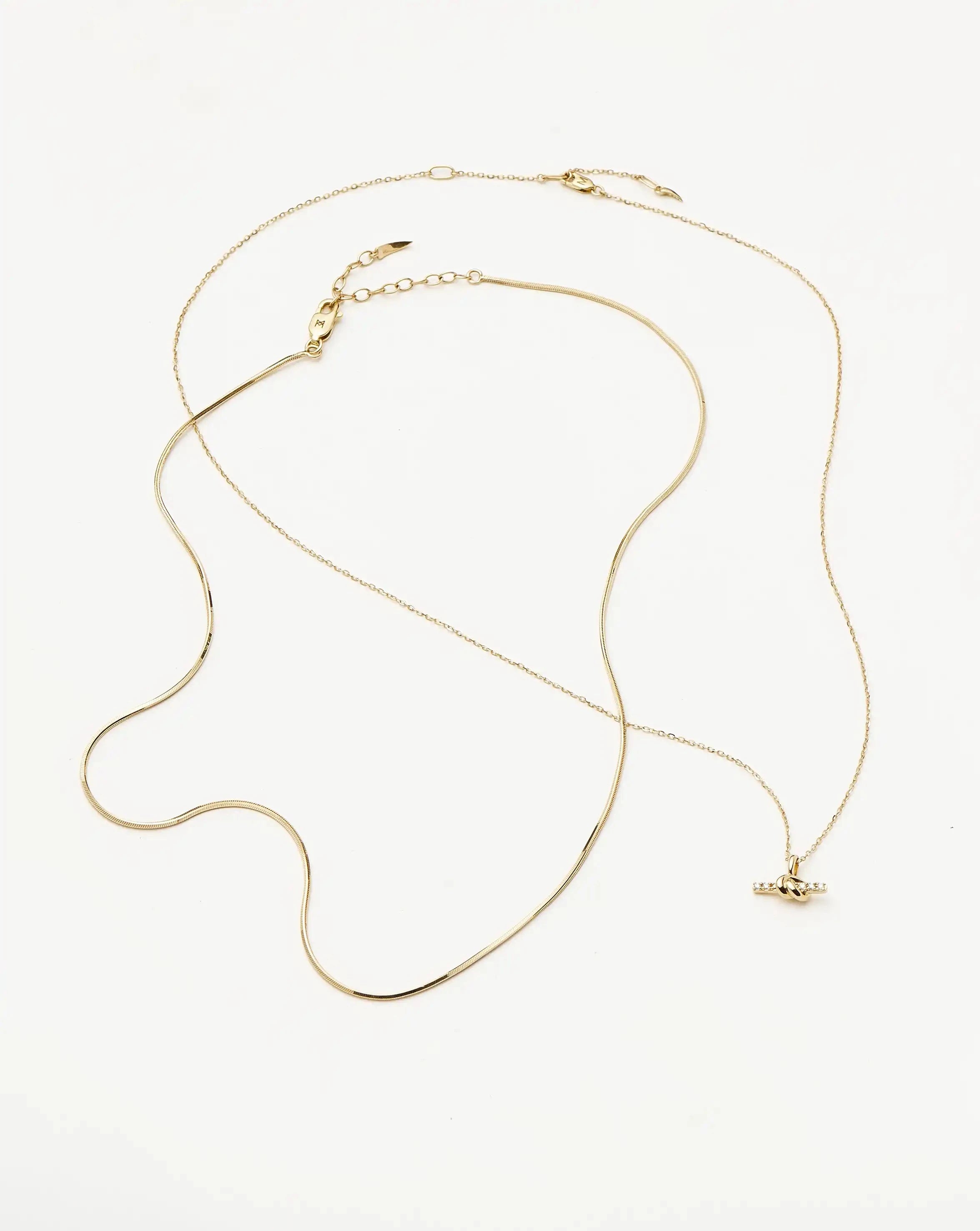 Lucy Williams Fine Diamond T-Bar & Square Snake Necklace Set | 14k Yellow Gold Necklaces Missoma 