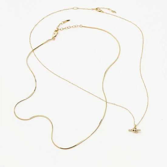 Lucy Williams Fine Diamond T-Bar & Square Snake Necklace Set | 14k Yellow Gold Necklaces Missoma 