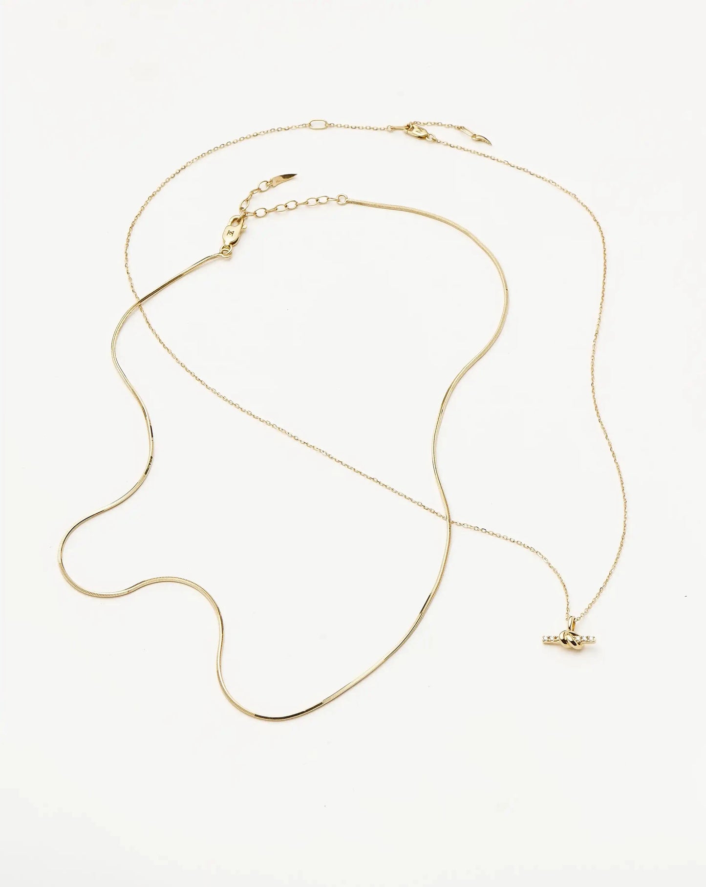 Lucy Williams Fine Diamond T-Bar & Square Snake Necklace Set | 14k Yellow Gold Necklaces Missoma 