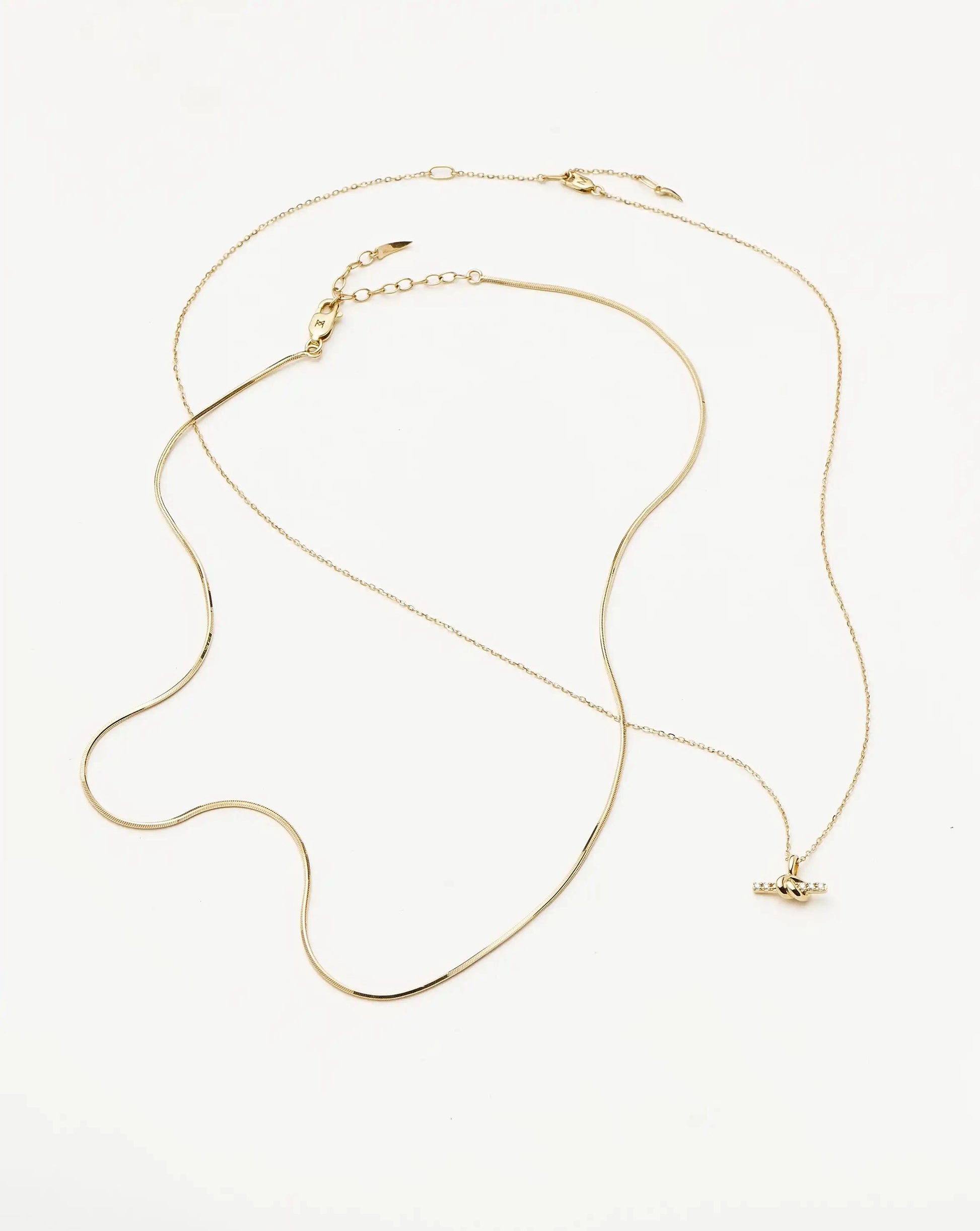 Lucy Williams Fine Diamond T-Bar & Square Snake Necklace Set | 14k Yellow Gold Necklaces Missoma 