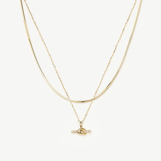 Lucy Williams Fine Diamond T-Bar & Square Snake Necklace Set | 14k Yellow Gold Necklaces Missoma 