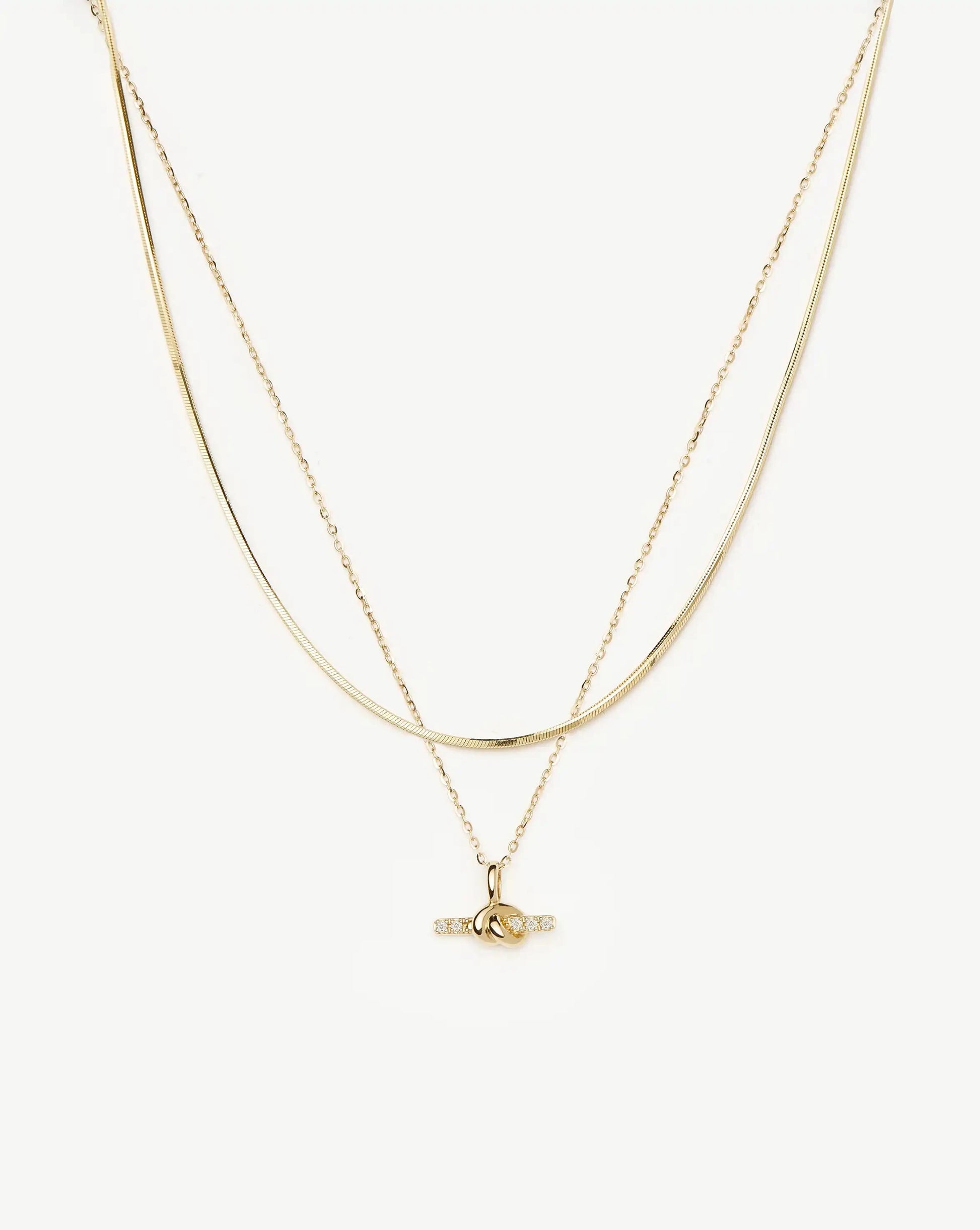 Lucy Williams Fine Diamond T-Bar & Square Snake Necklace Set | 14k Yellow Gold Necklaces Missoma 