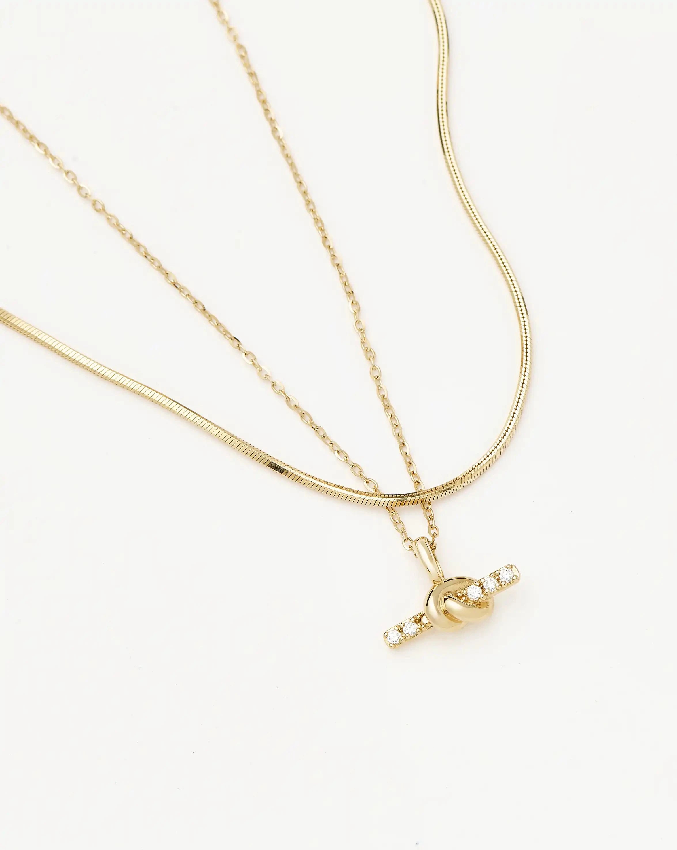 Lucy Williams Fine Diamond T-Bar & Square Snake Necklace Set | 14k Yellow Gold Necklaces Missoma 