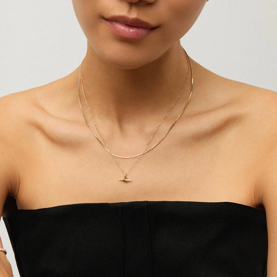 Lucy Williams Fine Diamond T-Bar & Square Snake Necklace Set | 14k Yellow Gold Necklaces Missoma 