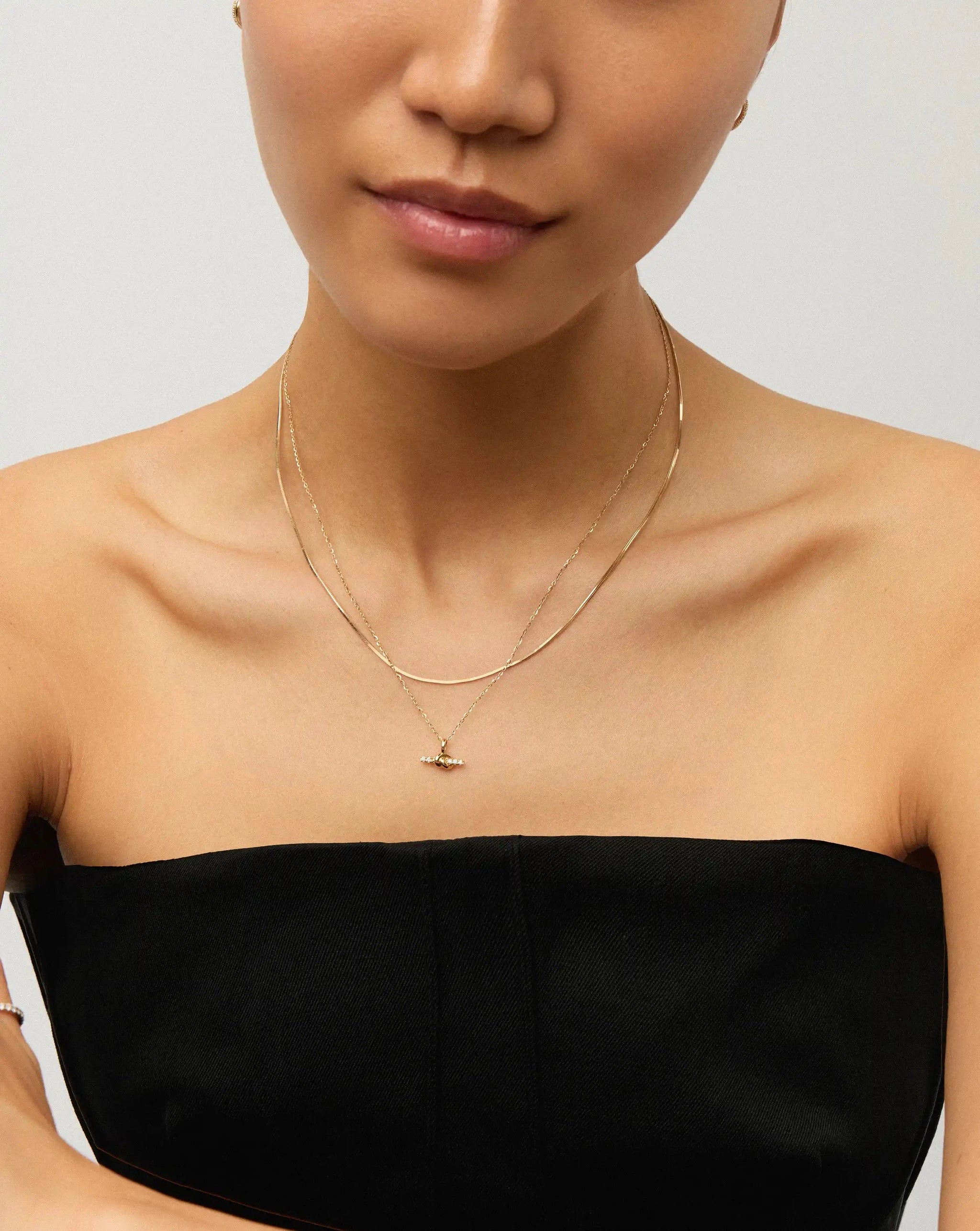 Lucy Williams Fine Diamond T-Bar & Square Snake Necklace Set | 14k Yellow Gold Necklaces Missoma 