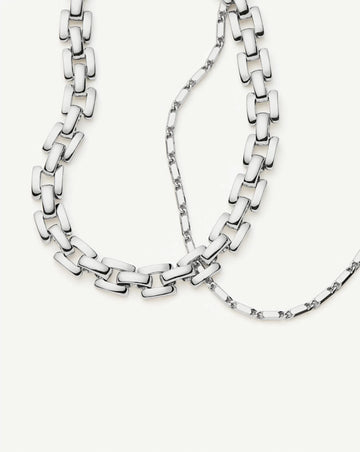 Lucy Williams Horizon & Timepiece Bracelet Set | Sterling Silver/Platinum Plated Bracelets Missoma 