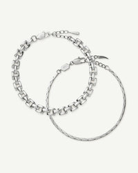Lucy Williams Horizon & Timepiece Bracelet Set | Sterling Silver/Platinum Plated Bracelets Missoma 