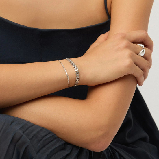 Lucy Williams Horizon & Timepiece Bracelet Set | Sterling Silver/Silver Plated Bracelets Missoma 