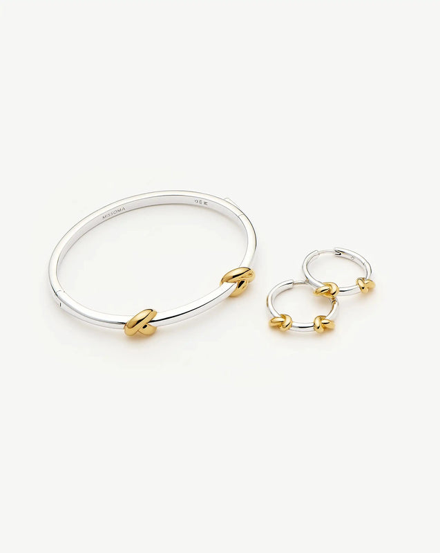 Lucy Williams Knot Hinged Bangle & Hoops Set | Mixed Metal