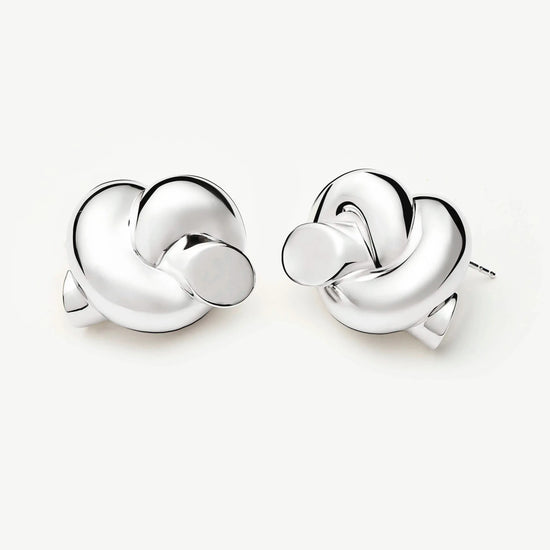 Lucy Williams Knot Oversized Stud Earrings | Silver Plated Earrings Missoma 