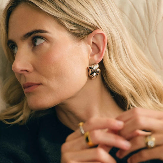 Lucy Williams Knot Oversized Stud Earrings | Silver Plated Earrings Missoma 