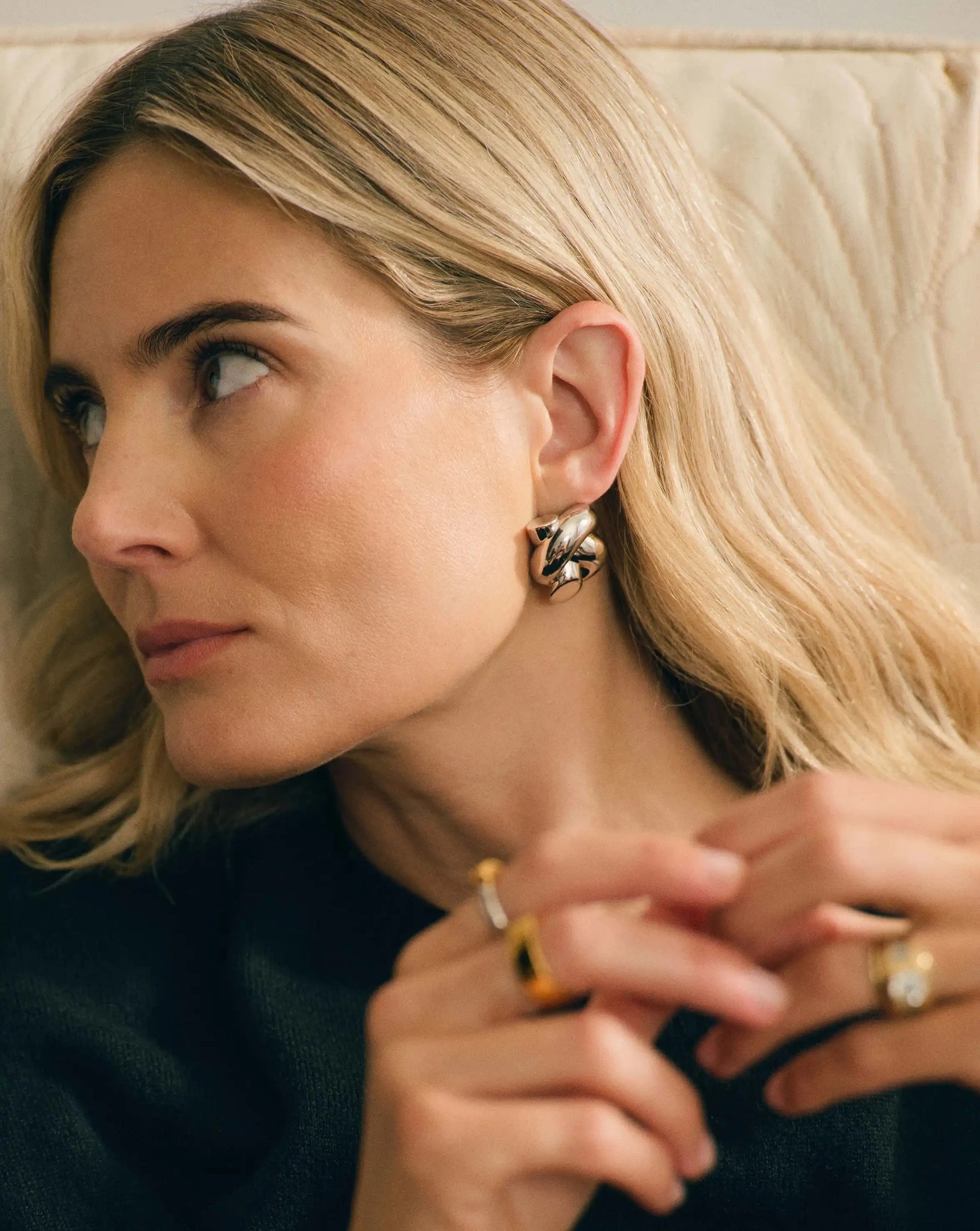 Lucy Williams Knot Oversized Stud Earrings | Silver Plated Earrings Missoma 