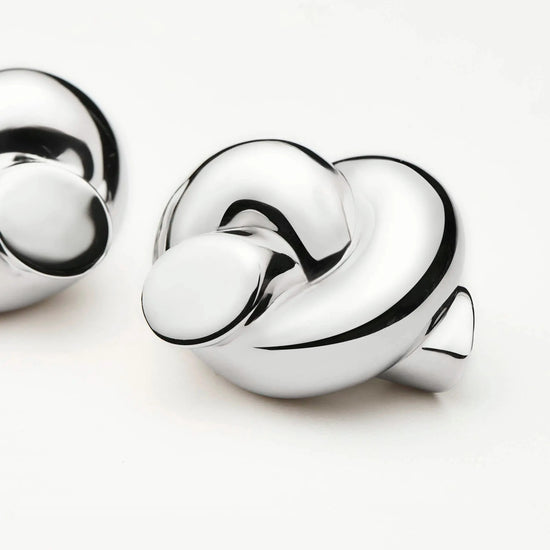 Lucy Williams Knot Oversized Stud Earrings | Silver Plated Earrings Missoma 