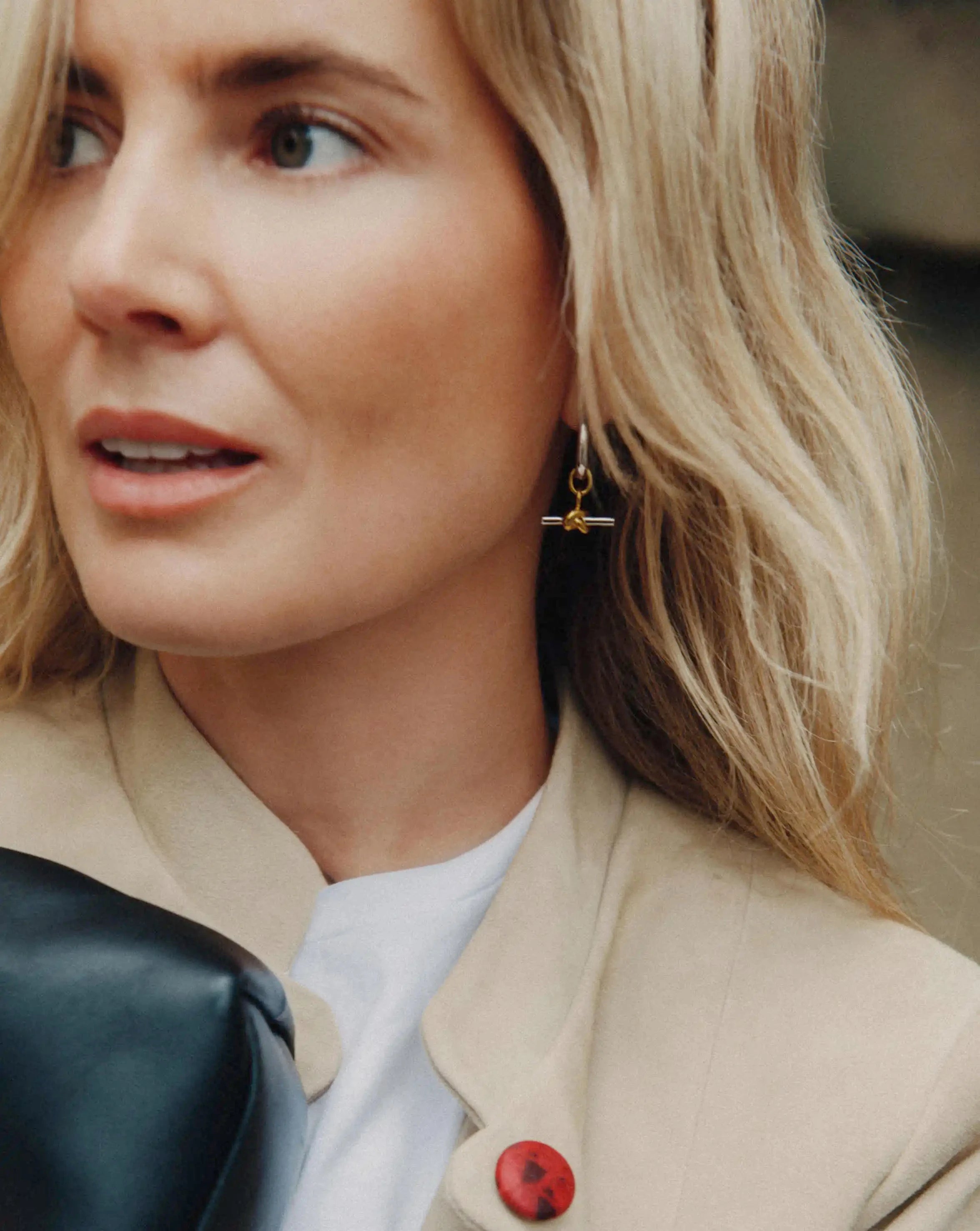 Lucy Williams Knot T-Bar Charm Hoop Earrings | Mixed Metal Earrings Missoma 