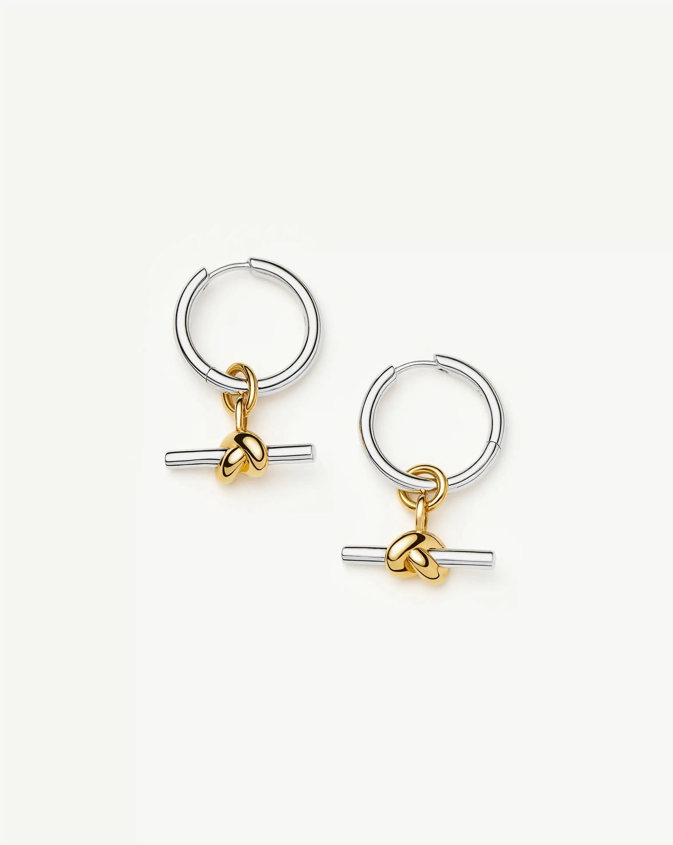 Lucy Williams Knot T-Bar Charm Hoop Earrings | Mixed Metal Earrings Missoma 