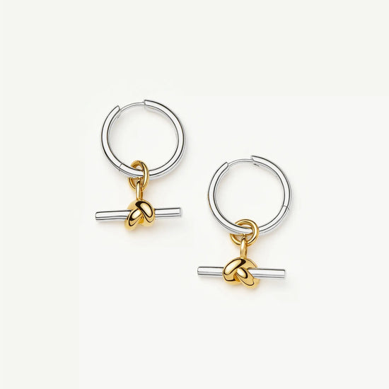Lucy Williams Knot T-Bar Charm Hoop Earrings | Mixed Metal Earrings Missoma 