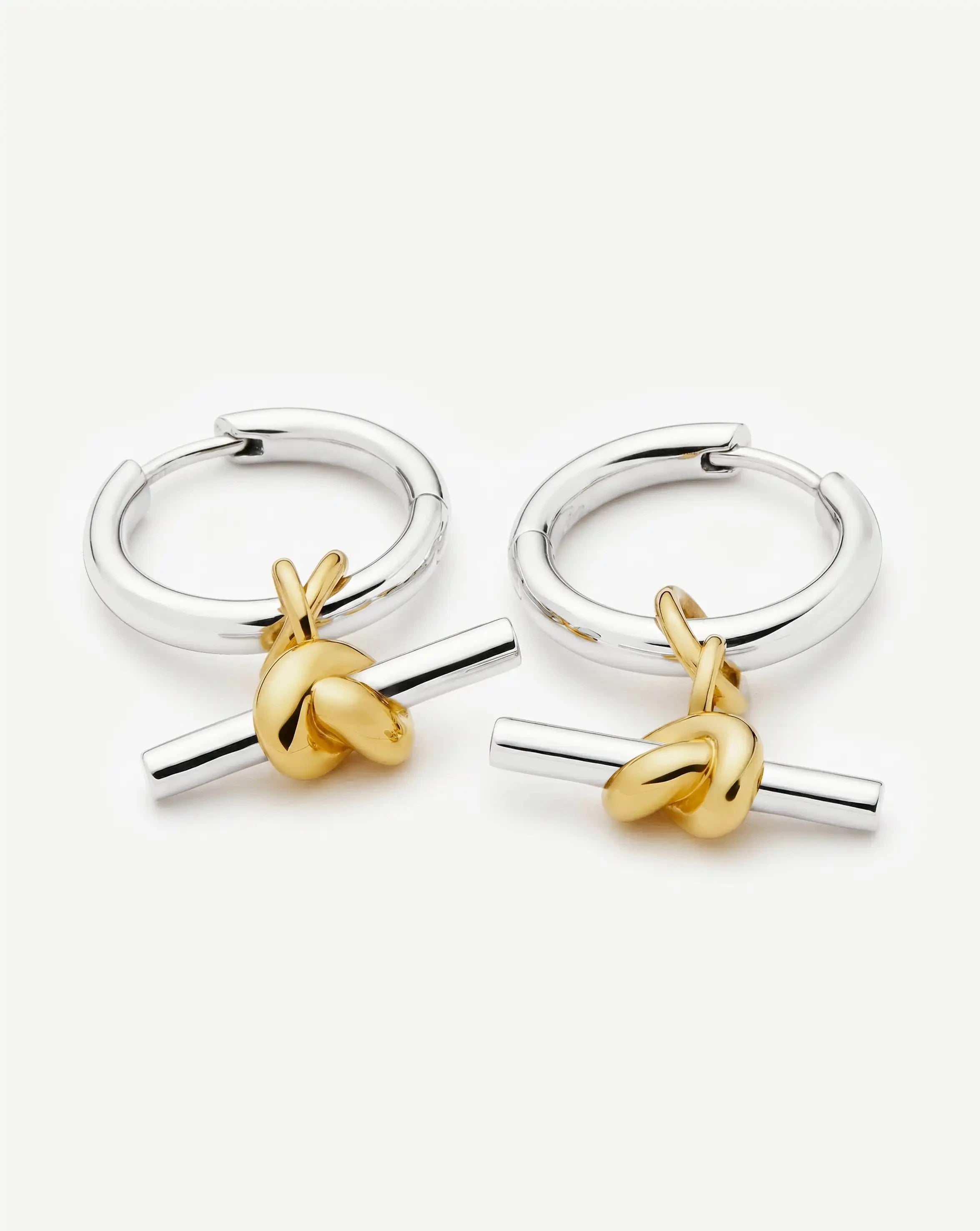 Lucy Williams Knot T-Bar Charm Hoop Earrings | Mixed Metal Earrings Missoma 