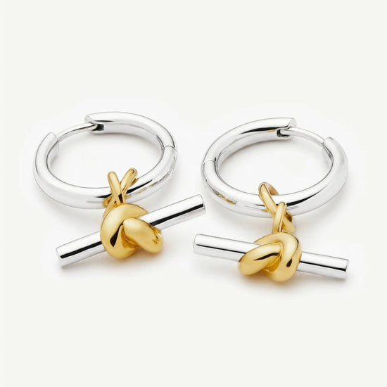 Lucy Williams Knot T-Bar Charm Hoop Earrings | Mixed Metal Earrings Missoma 