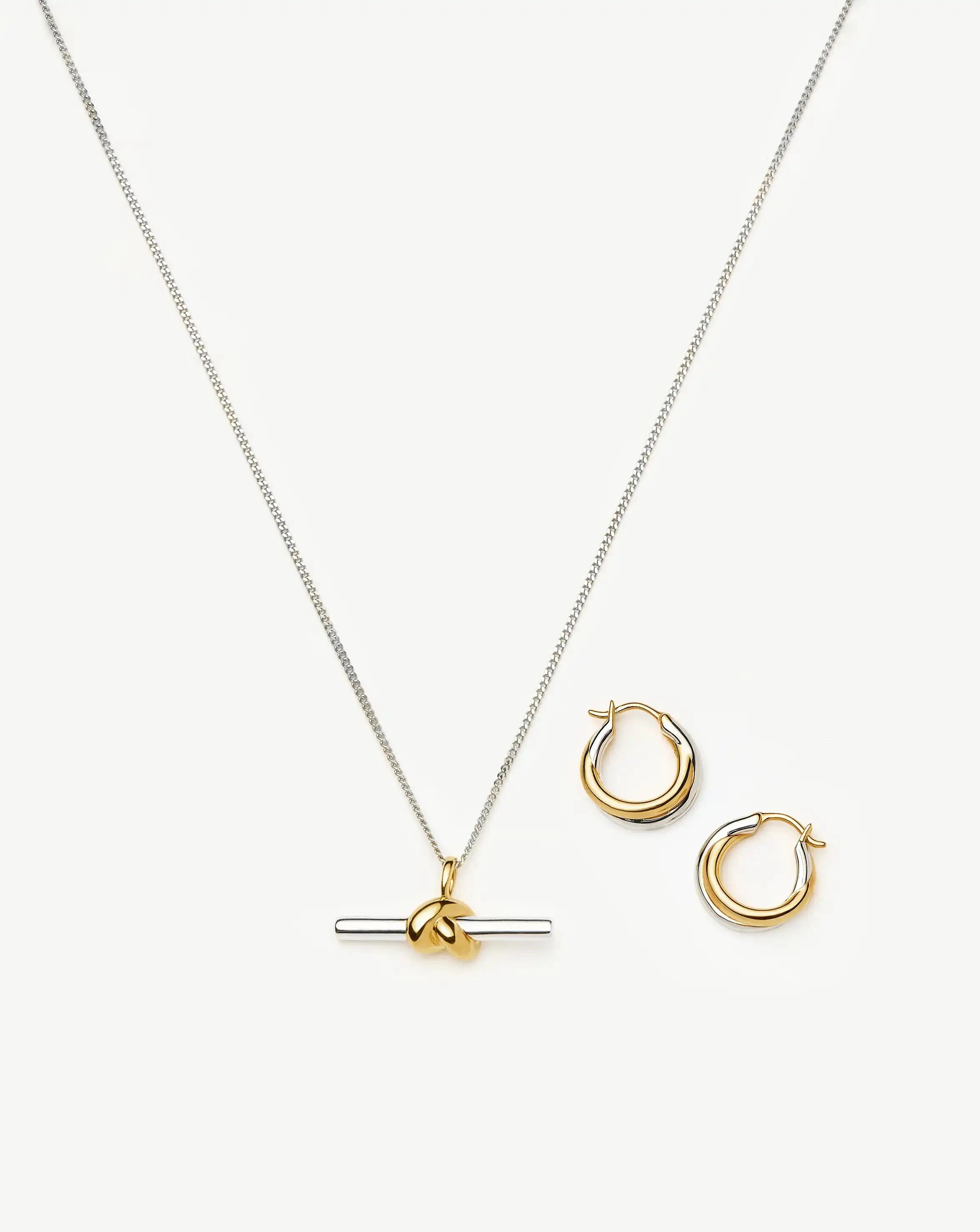Lucy Williams Knot T-Bar Necklace & Entwine Earrings Set | Mixed Metal Earrings Missoma 