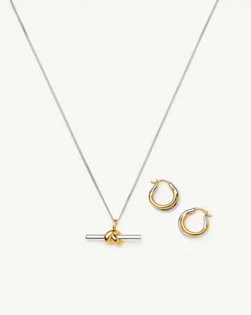 Lucy Williams Knot T-Bar Necklace & Entwine Earrings Set | Mixed Metal Earrings Missoma 