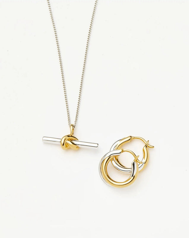 Lucy Williams Knot T-Bar Necklace & Entwine Earrings Set | Mixed Metal