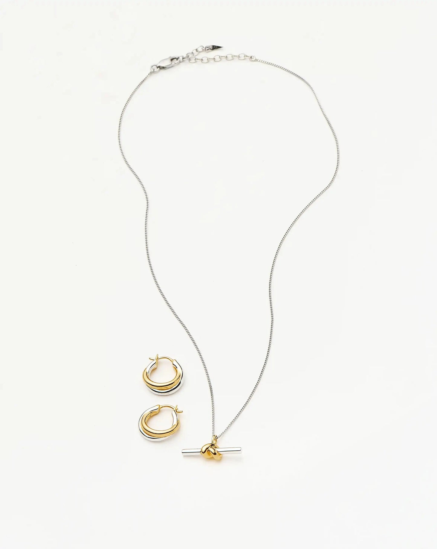 Lucy Williams Knot T-Bar Necklace & Entwine Earrings Set | Mixed Metal Earrings Missoma 