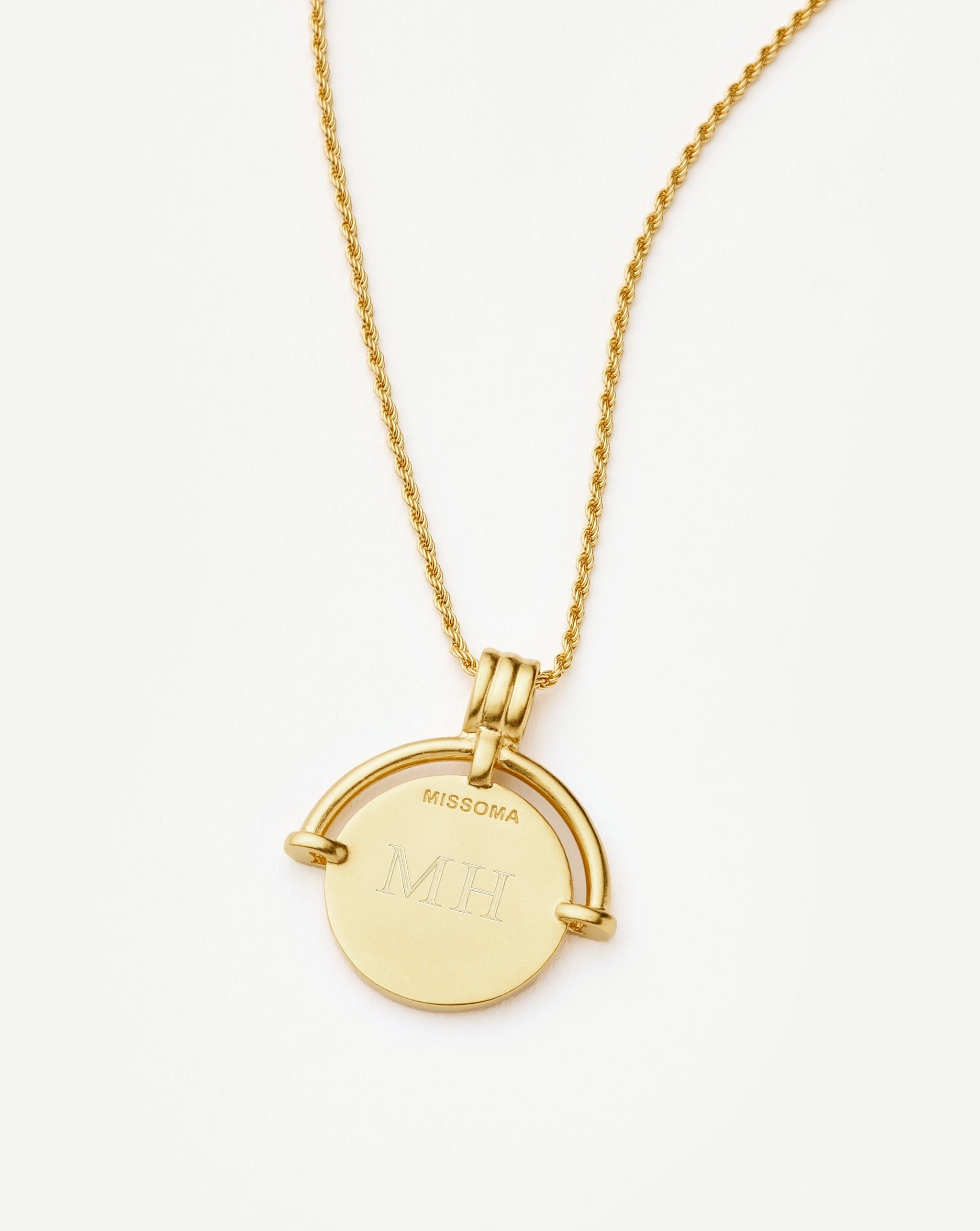 Lucy Williams Medium Engravable Roman Arc Coin Necklace | 18k Gold Plated Necklaces Missoma 
