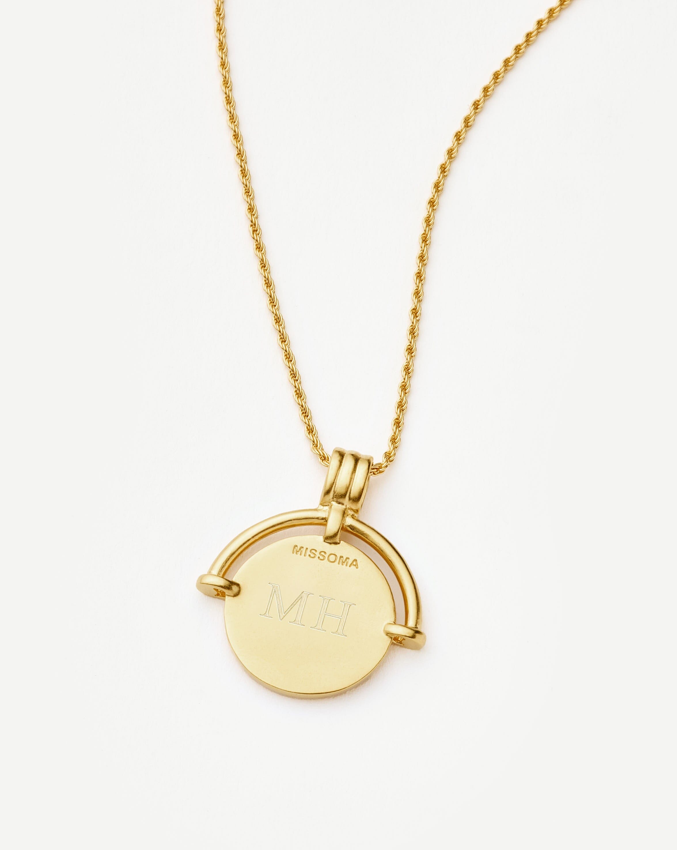 Lucy Williams Medium Engravable Roman Arc Coin Necklace | 18k Gold Plated Necklaces Missoma 