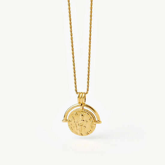 Lucy Williams Medium Engravable Roman Arc Coin Necklace | 18k Gold Plated Necklaces Missoma 