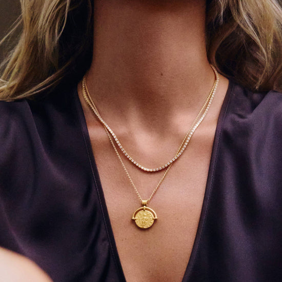 Lucy Williams Medium Engravable Roman Arc Coin Necklace | 18k Gold Plated Necklaces Missoma 