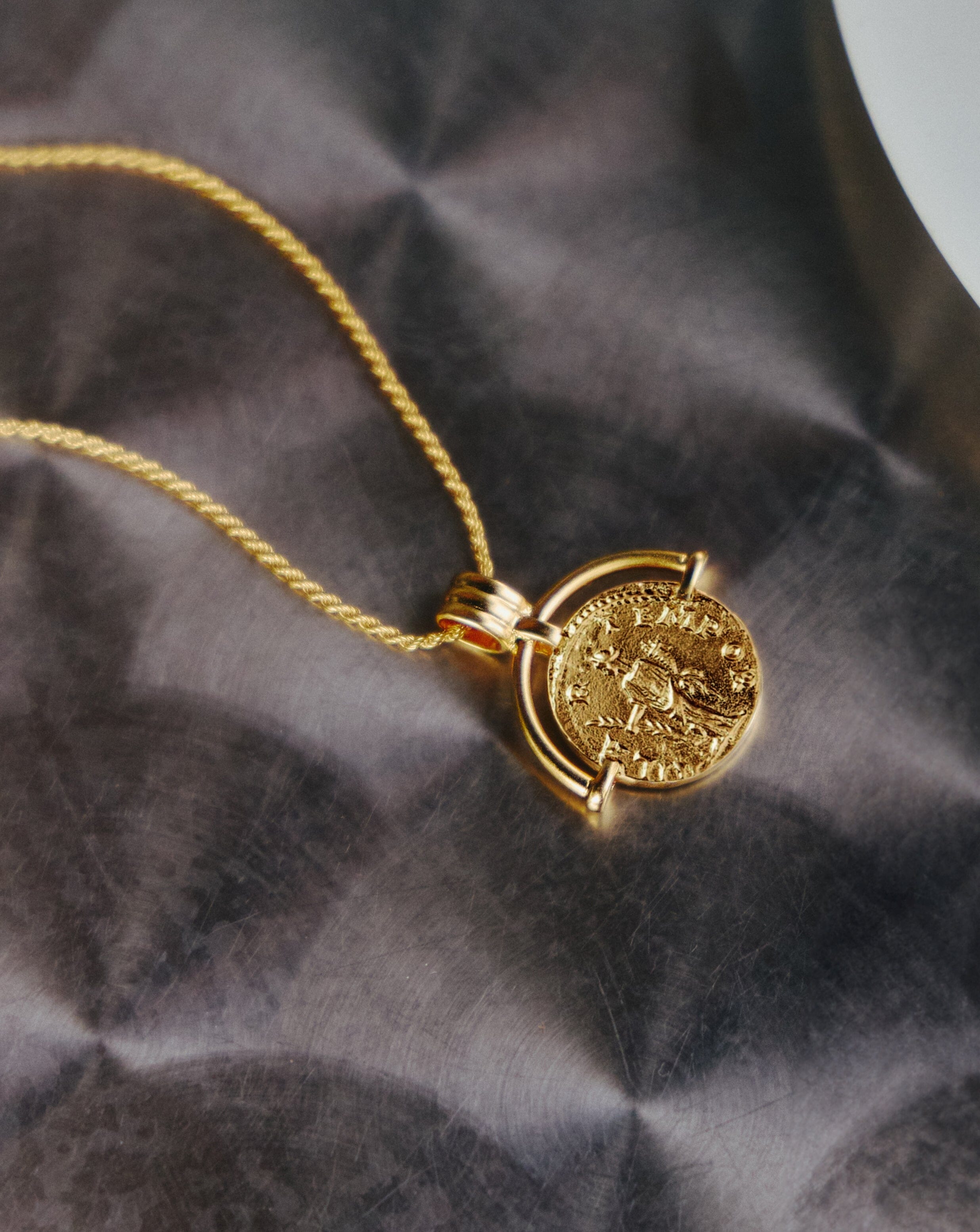 Lucy Williams Medium Engravable Roman Arc Coin Necklace | 18k Gold Plated Necklaces Missoma 