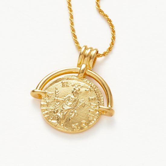 Lucy Williams Medium Engravable Roman Arc Coin Necklace | 18k Gold Plated Necklaces Missoma 