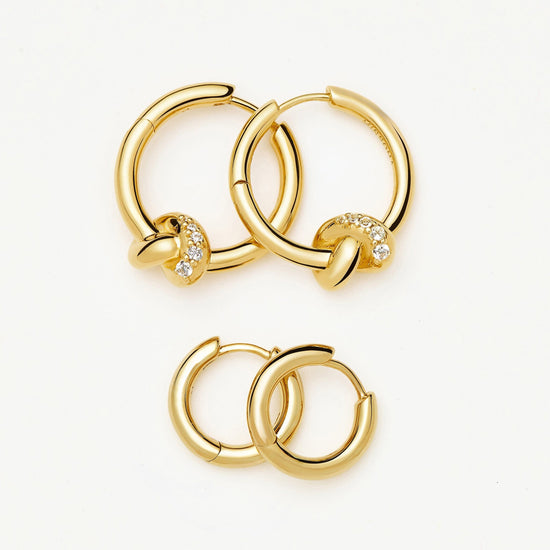 Lucy Williams Pavé Knot & Classic Tunnel Earrings Set | 18k Gold Plated/18k Gold Vermeil Earrings Missoma 