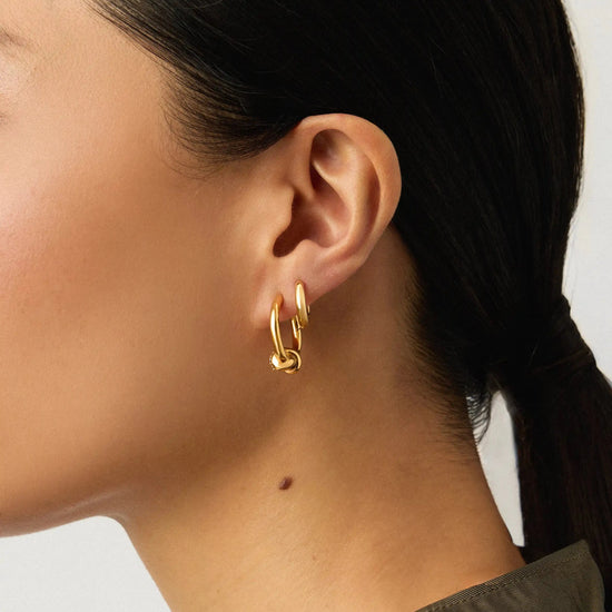 Lucy Williams Pavé Knot & Classic Tunnel Earrings Set | 18k Gold Plated/18k Gold Vermeil Earrings Missoma 