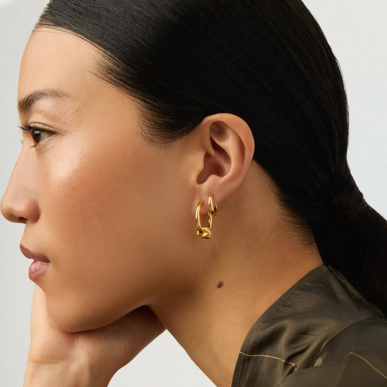 Lucy Williams Pavé Knot & Classic Tunnel Earrings Set | 18k Gold Plated/18k Gold Vermeil Earrings Missoma 