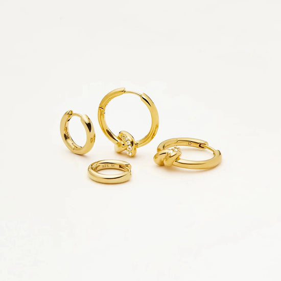 Lucy Williams Pavé Knot & Classic Tunnel Earrings Set | 18k Gold Plated/18k Gold Vermeil Earrings Missoma 