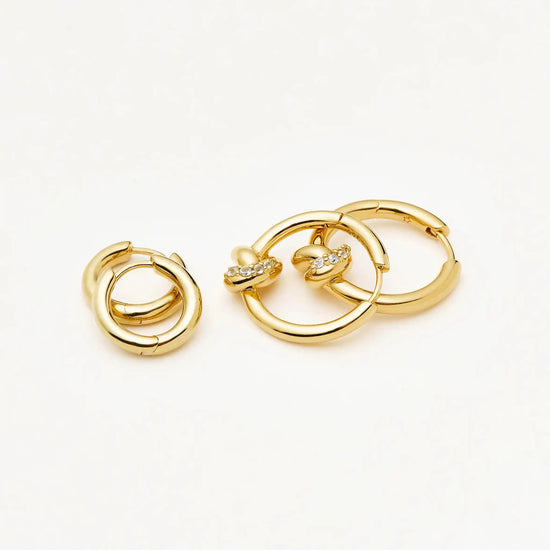 Lucy Williams Pavé Knot & Classic Tunnel Earrings Set | 18k Gold Plated/18k Gold Vermeil Earrings Missoma 