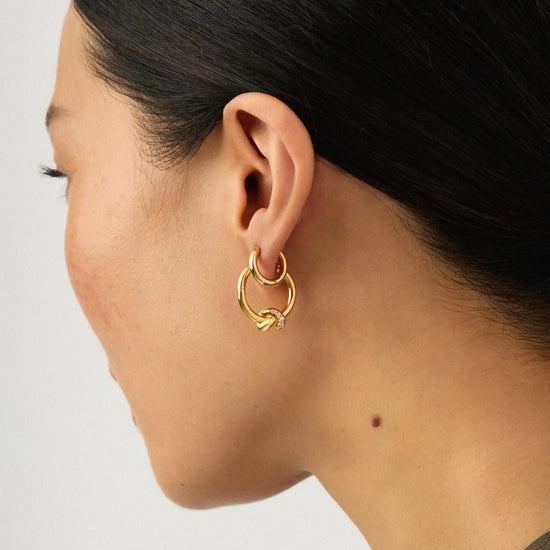 Lucy Williams Pavé Knot & Classic Tunnel Earrings Set | 18k Gold Plated/18k Gold Vermeil Earrings Missoma 