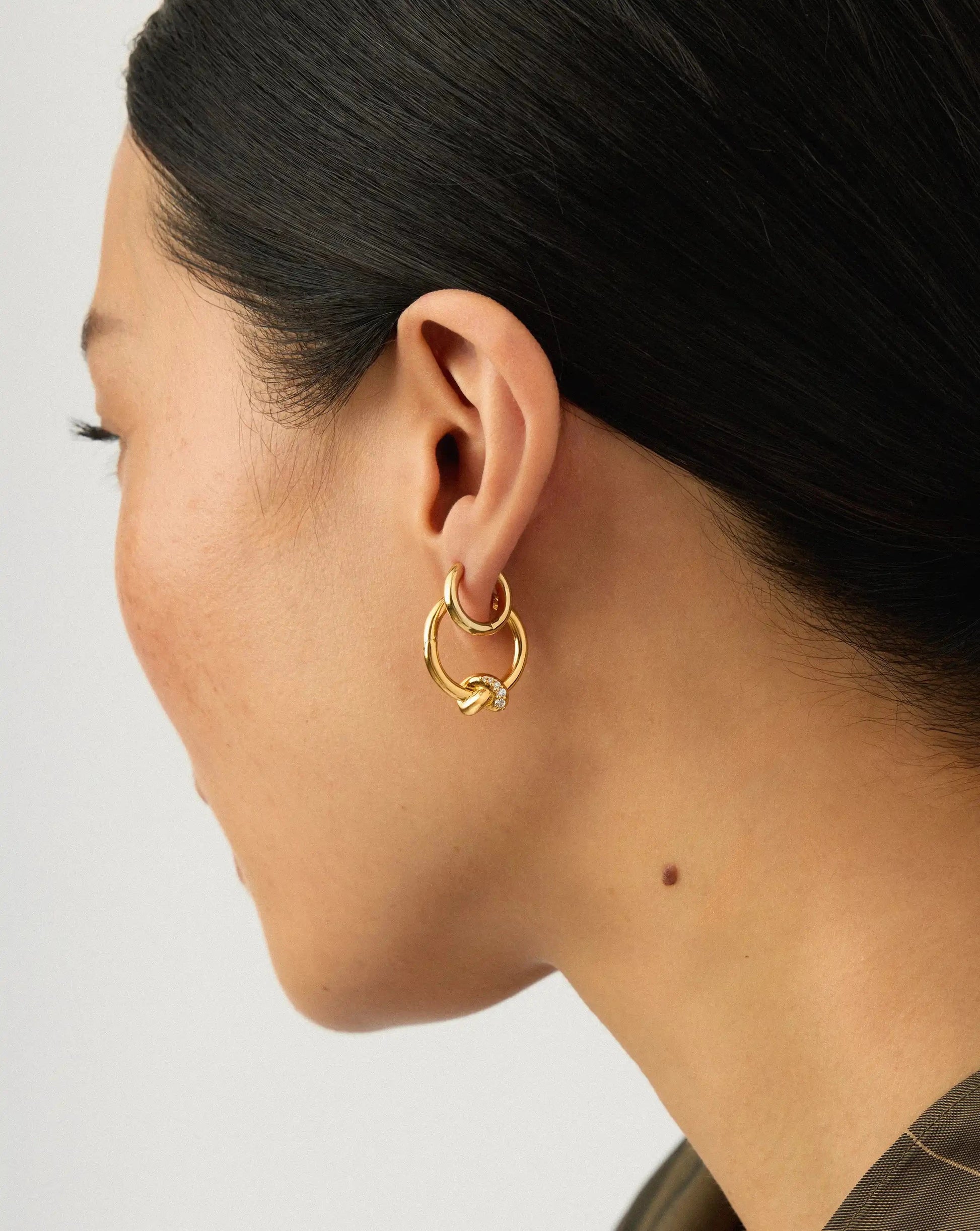 Lucy Williams Pavé Knot & Classic Tunnel Earrings Set | 18k Gold Plated/18k Gold Vermeil Earrings Missoma 