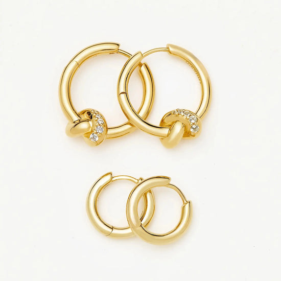 Lucy Williams Pavé Knot & Classic Tunnel Earrings Set | 18k Gold Plated/18k Gold Vermeil Earrings Missoma 