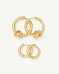 Lucy Williams Pavé Knot & Classic Tunnel Earrings Set | 18k Gold Plated/18k Gold Vermeil Earrings Missoma 