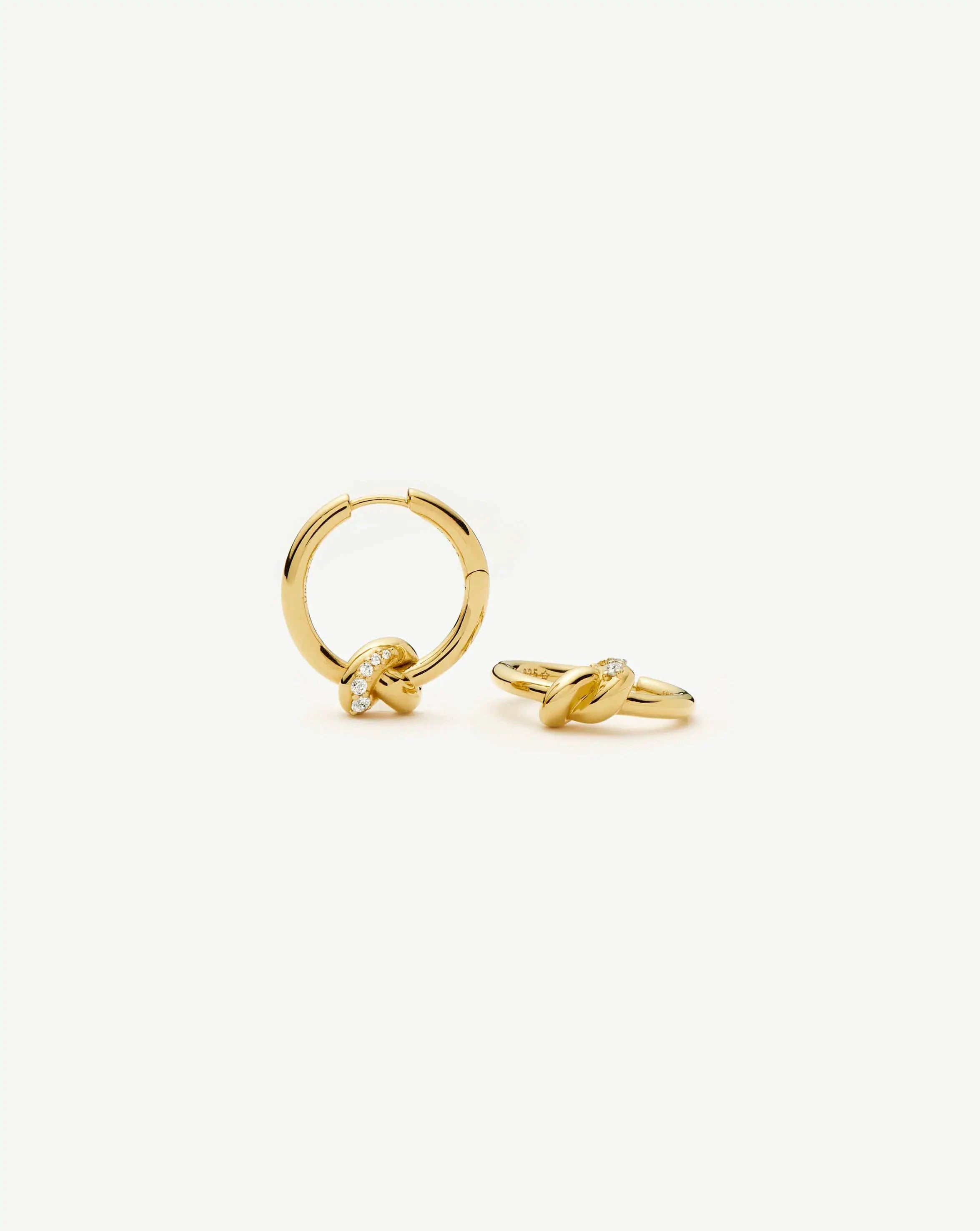 Lucy Williams Pavé Knot Small Hoop Earrings | 18k Gold Plated Earrings Missoma 
