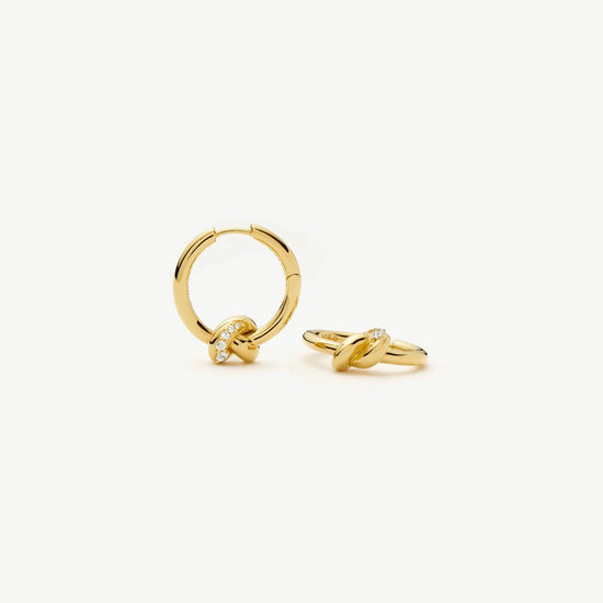 Lucy Williams Pavé Knot Small Hoop Earrings | 18k Gold Plated Earrings Missoma 