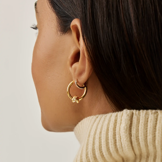 Lucy Williams Pavé Knot Small Hoop Earrings | 18k Gold Plated Earrings Missoma 