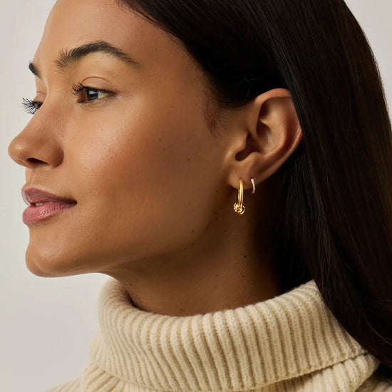 Lucy Williams Pavé Knot Small Hoop Earrings | 18k Gold Plated Earrings Missoma 